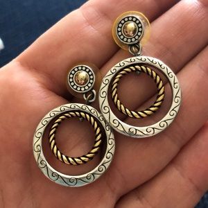 Brighton two-tone double hoop earring.